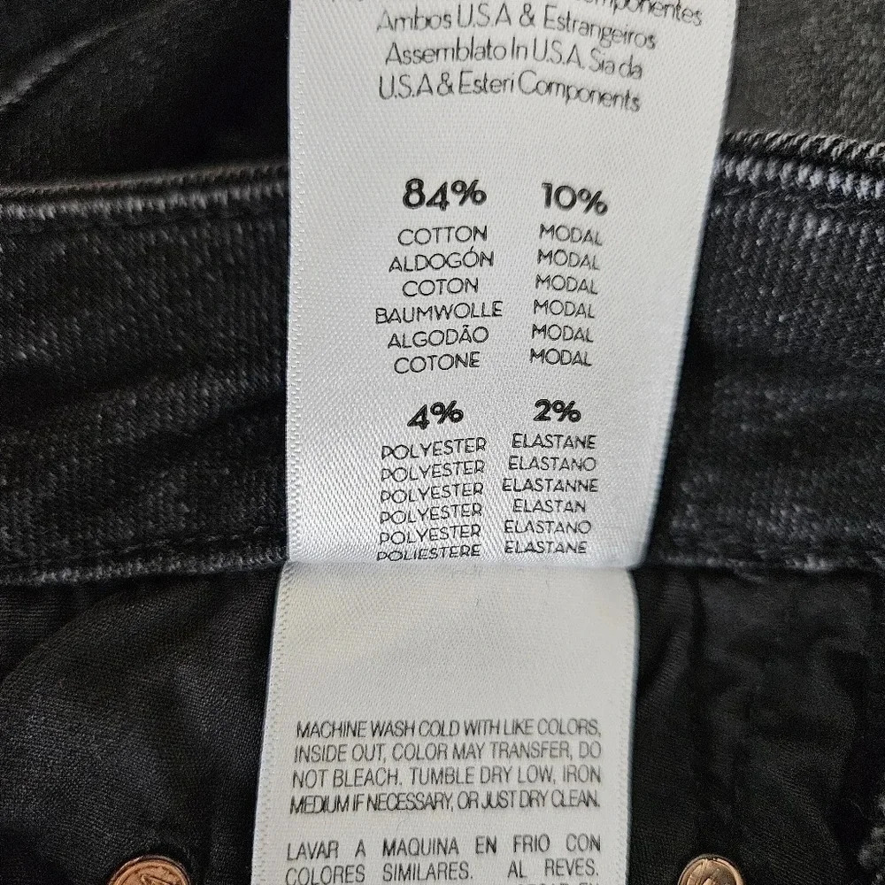 MOTHER The Looker Cropped Jeans Night Hawk Black Mid Rise Raw Hem Denim 25 - Picture 7 of 8